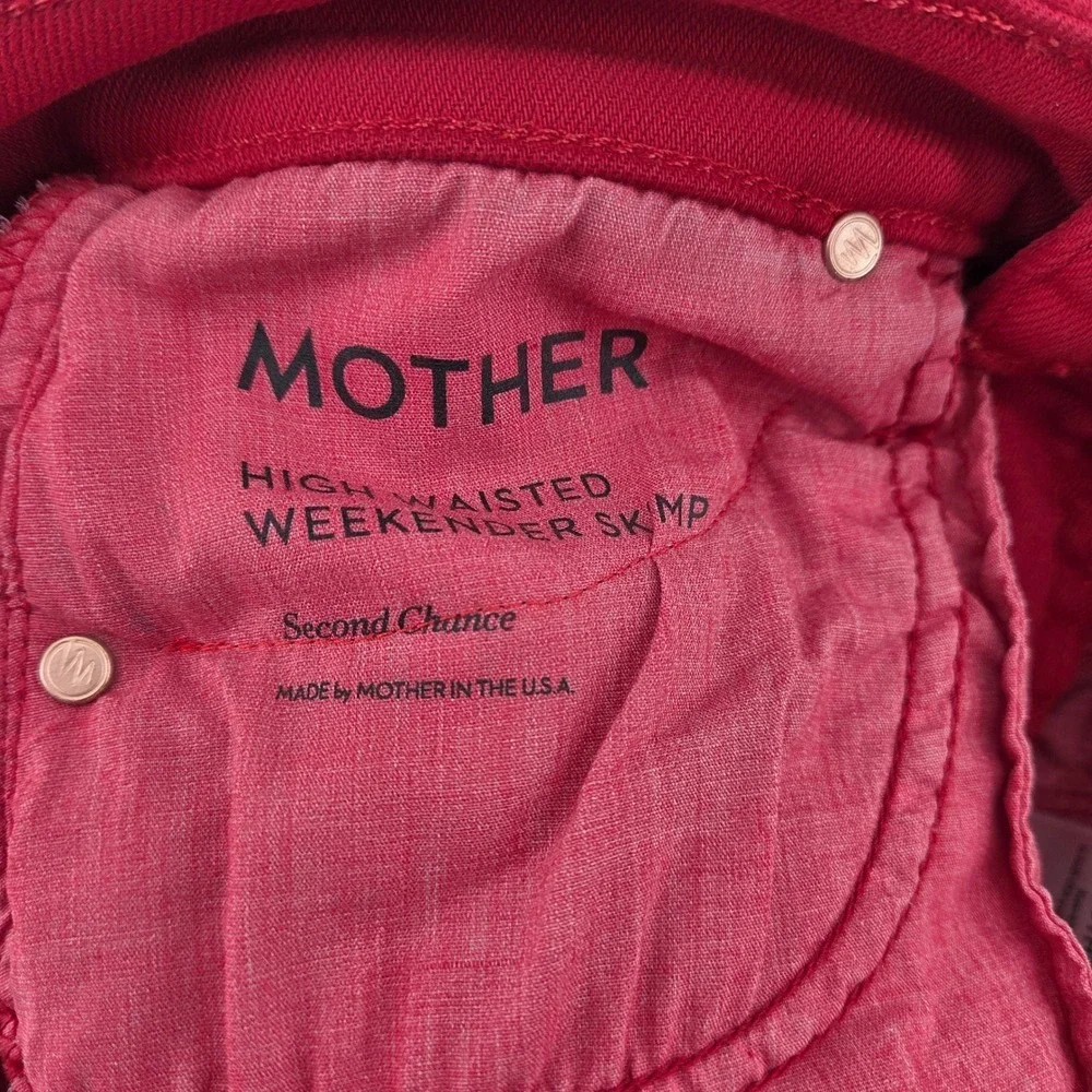 Mother High Waisted Weekender Skimp Second Chance Flare Jeans Haute Red Women 24